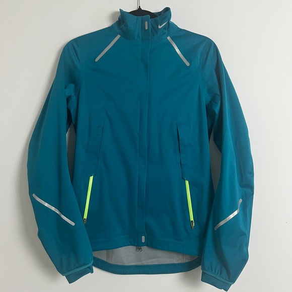 Nike Storm Fit Teal Full Zip Vented Reflective Athletic Fit Track Jacket Size M - Picture 2 of 13